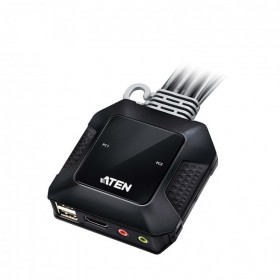 ATEN 宏正 四川成都 KVM分銷服務(wù)商 CS22H 2端口 USB 4K HDMI 帶線式切換器 線機(jī)一體  CS22H-AT