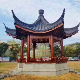 圓林園廠家直銷(xiāo)耐腐蝕景區(qū)公園避暑納涼防腐木涼亭