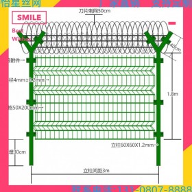 機(jī)場(chǎng)圍界Y型安全防御網(wǎng)監(jiān)獄隔離網(wǎng)護(hù)欄看守所防攀爬刀片刺繩網(wǎng)