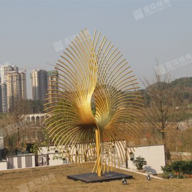 不銹鋼雕塑金屬裝飾電動旋轉(zhuǎn)抽象鳳凰雕塑景觀小品