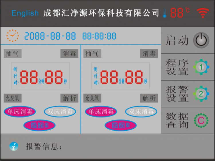 四床床單位消毒機(jī)中文顯示屏