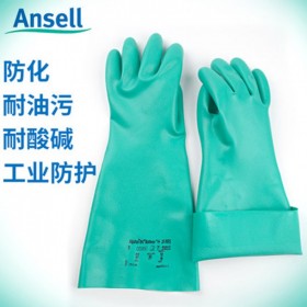 ansell/安思爾  37-165綠色丁腈橡膠防化手套 采礦業(yè)耐磨損勞保手套