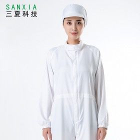 SANXIA/三夏定制白色食品廠作業(yè)工作服套裝 加工車間工服連體服男女通用