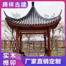 園林古建涼亭 仿古工藝榫卯結(jié)構(gòu)中式建筑六角亭實木一體搭建