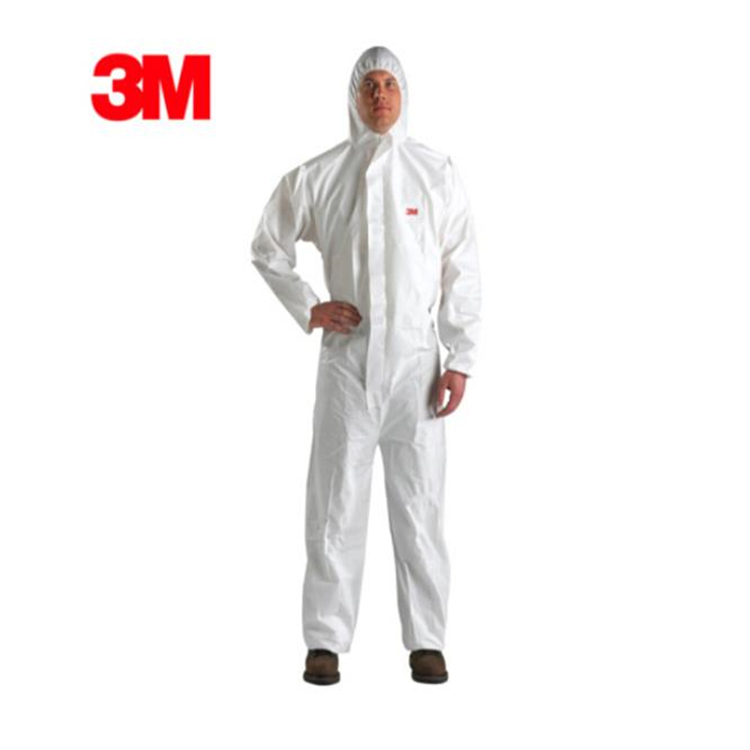 3M 4510 一次性防護(hù)服白色帶帽連體防護(hù)服防塵服