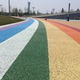 榆林市  豪軒彩色透水混凝土 膠粘石道路 天然露骨透水地坪 透水地坪材料 透水混凝土粘接劑 透水混凝土罩面劑廠家